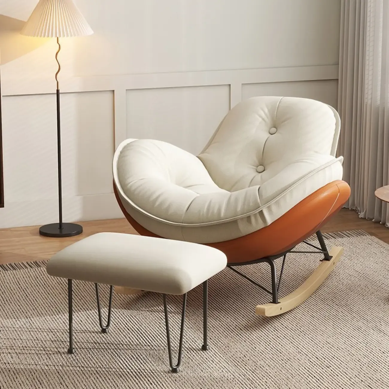 Upholstered Flared Arm Rocking Chair with Optional Ottoman
