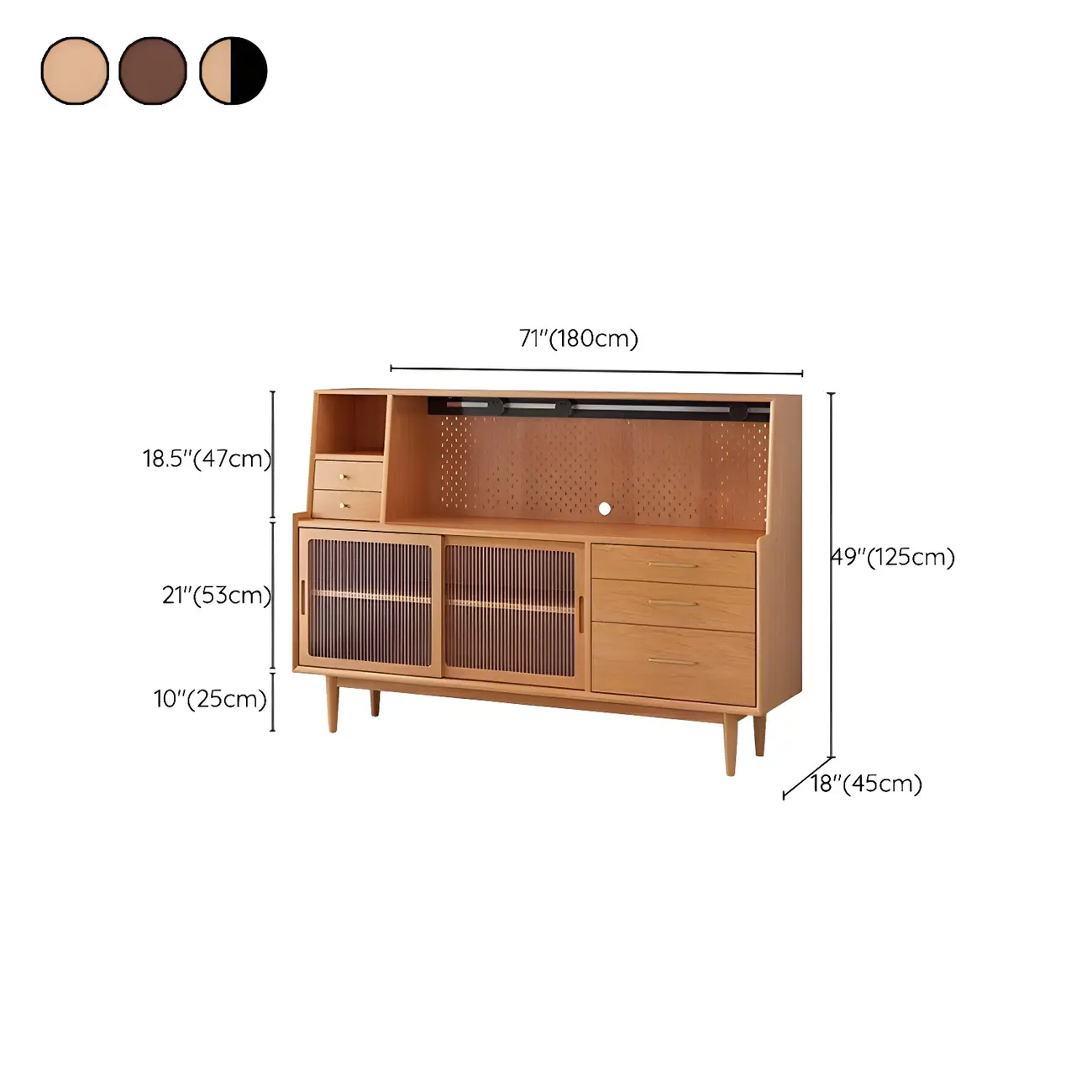 Scandinavian Natural Wood Sideboard with Shelf & Drawer