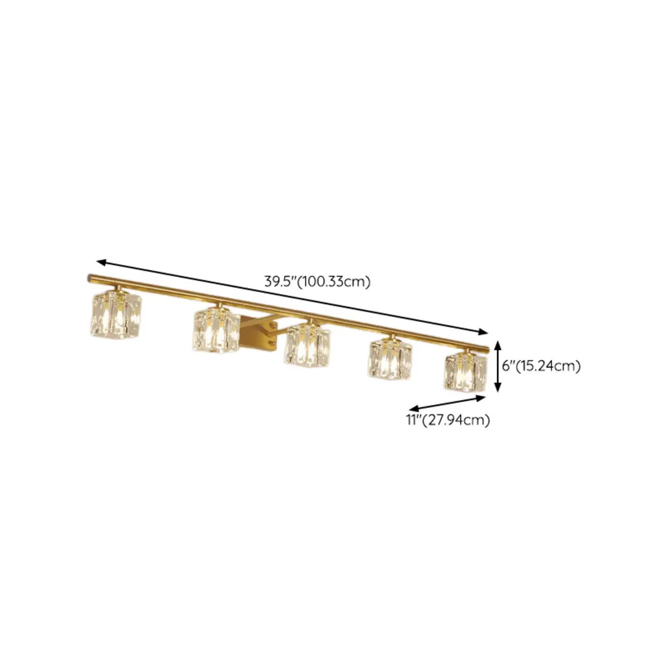 Modern Gold Bathroom Vanity Lights with Clear Crystal Shade