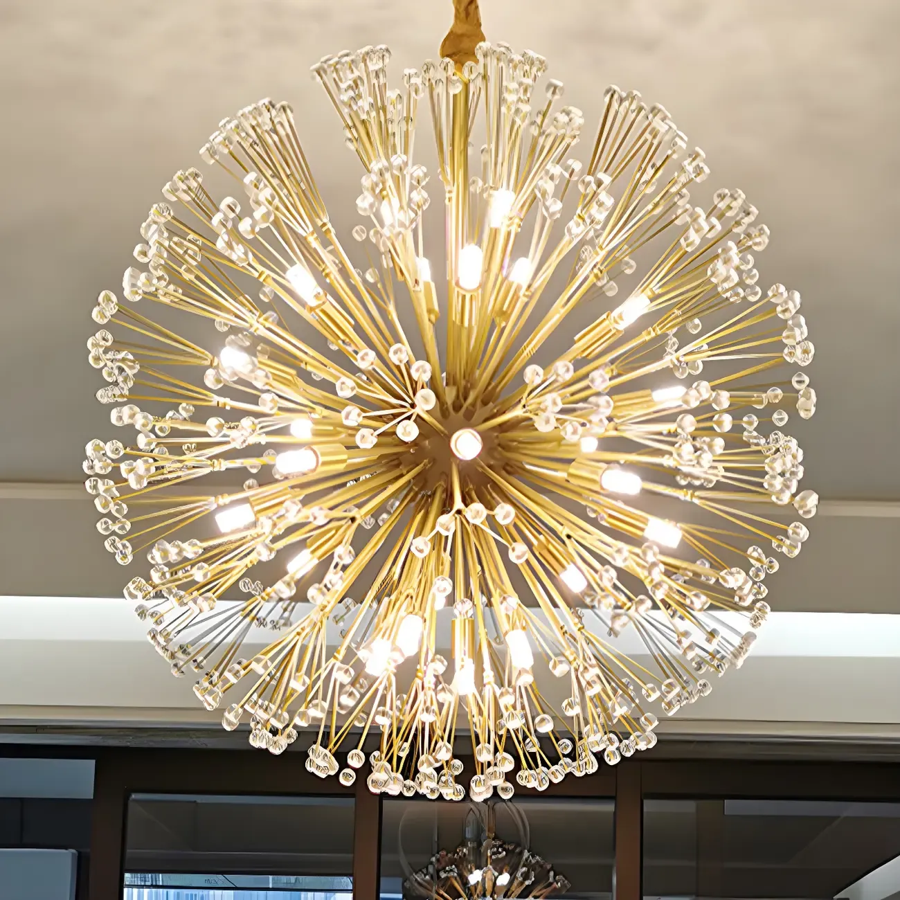 Modern Adjustable Gold Crystal Sputnik Starburst Chandelier
