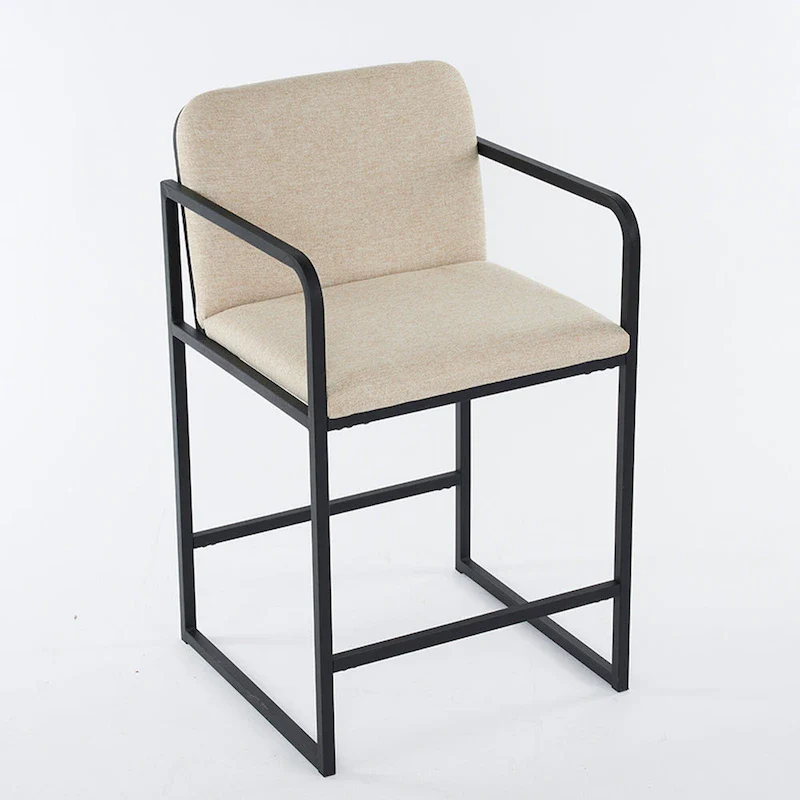 Set of 2,Modern Upholstered Counter Height Bar Stool with Armrests, Metal Frame and Padded Seat