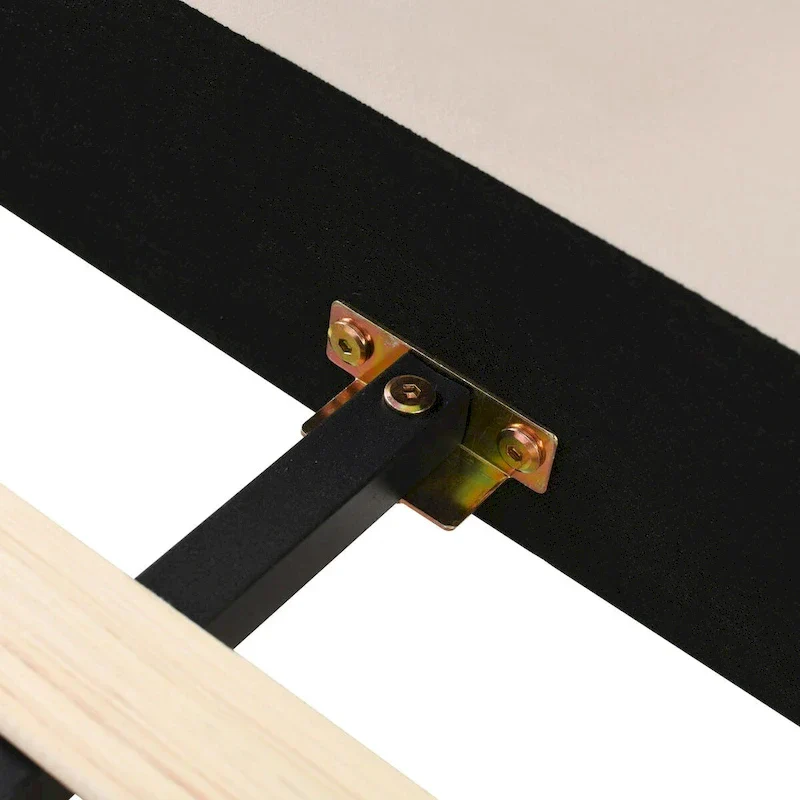 Upholstered Grounded Bed Mother & Child Bed with Bedside Desk and Little Round Stool