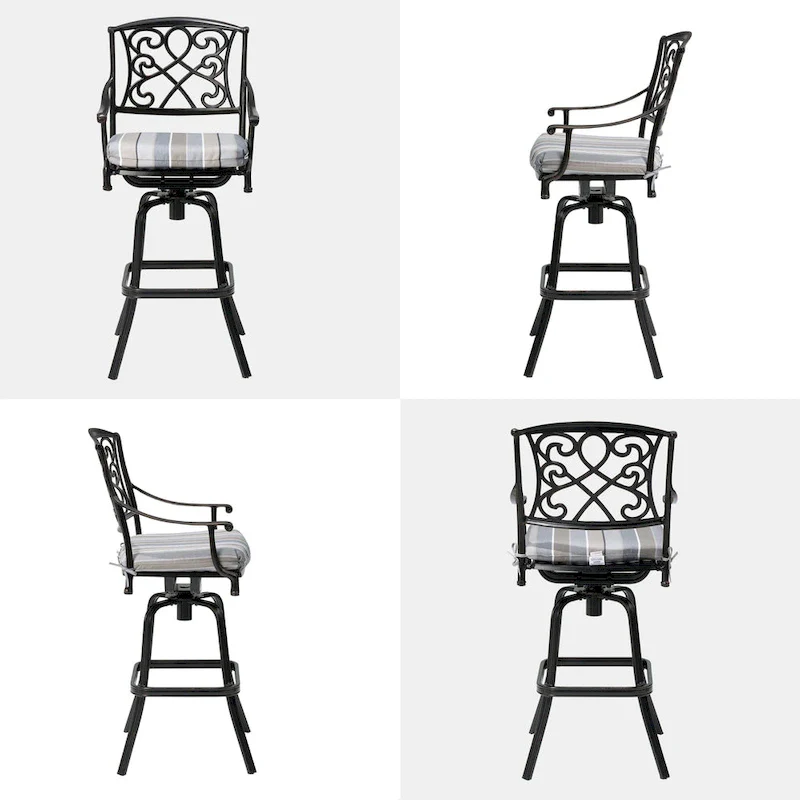 Pellebant Patio Aluminum Swivel Bar Stool with Sunbrella Cushion