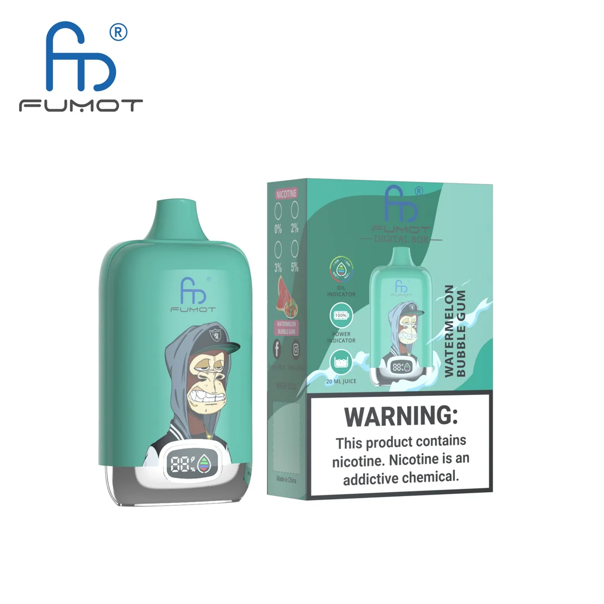 Fumot Digital Box 12000 Watermelon Bubble Gum – Einweg-Vape mit Einzelverpackung
