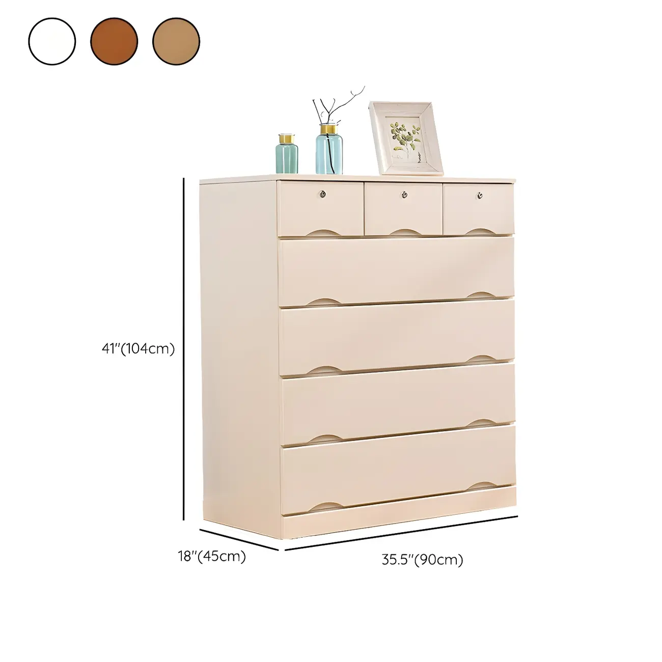 Stylish White Wooden Dressers with Soft Close Drawers
