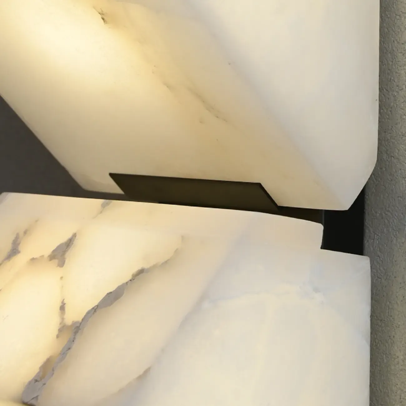 3-Light Geometric Metal Stone Shade Wall Sconce