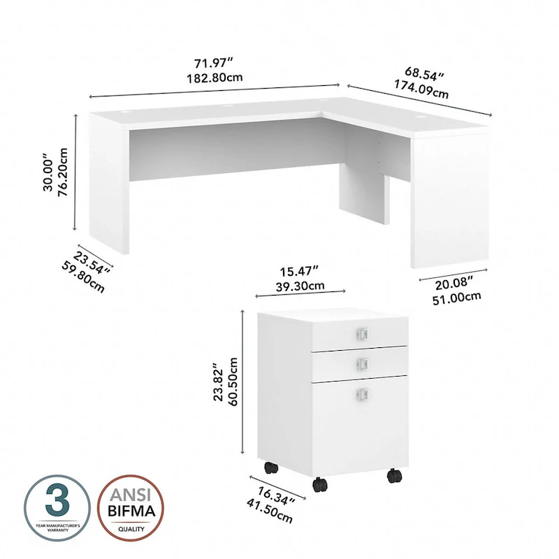 Echo 72W L Shaped Computer Desk w/ Drawers by Bush Business Furniture