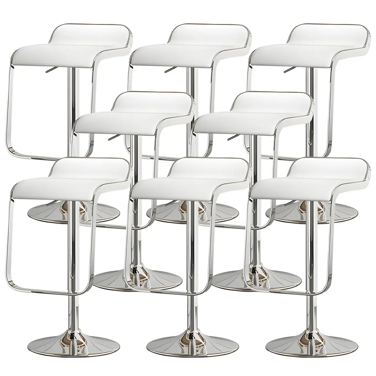 Leather Low Back Metal Adjustable Swivel Bar Stools