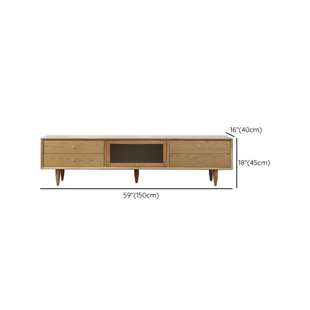 Scandinavian Brown Pine Wood Cabinet TV Stands with Legs