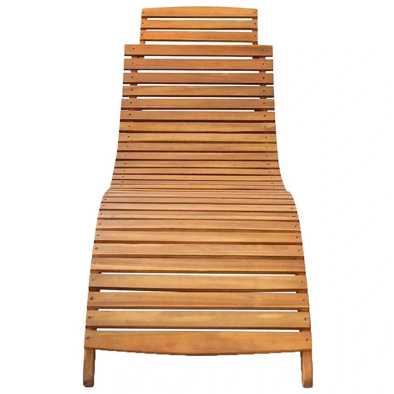 vidaXL Patio Sun Lounger with Cushion Solid Acacia Wood - 72.4 x 21.7 x 25.2
