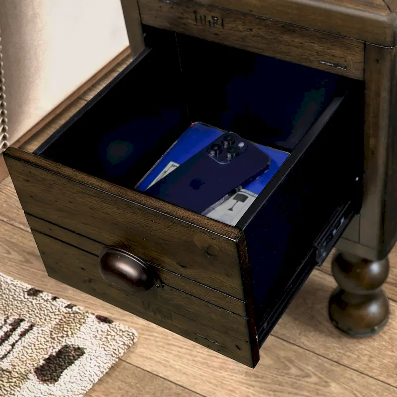 Solid Wood Rectangle End Table with Drawer