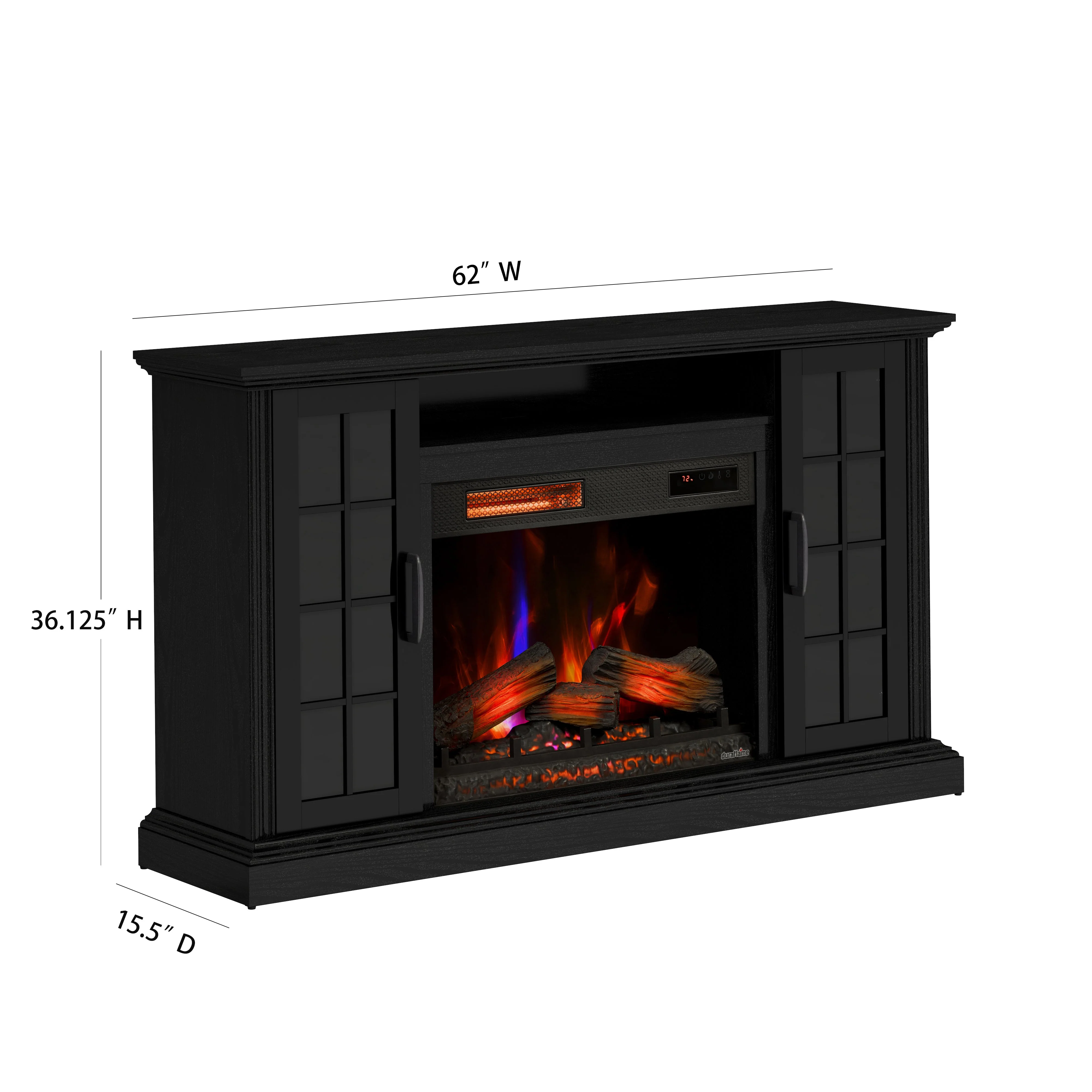 duraflame? Windowpane Glass Door Electric Fireplace TV Stand Media Console