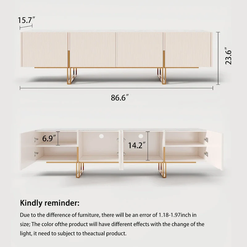 78.7 TV Stand, Entertainment Center with Faux Marble Top
