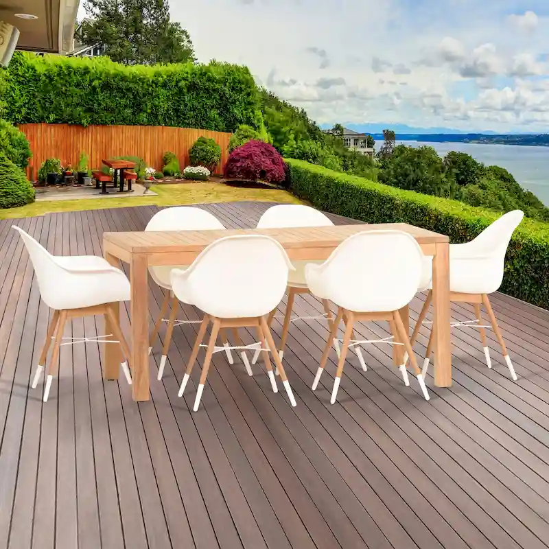Amazonia Teak Bonita White 11-piece Rectangular Patio Dining Set