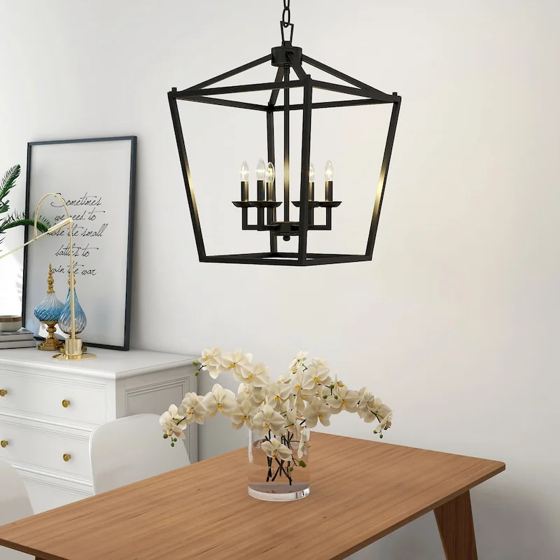 6 - Matte Black/ Gold Light Pendant - 16 x16 x24