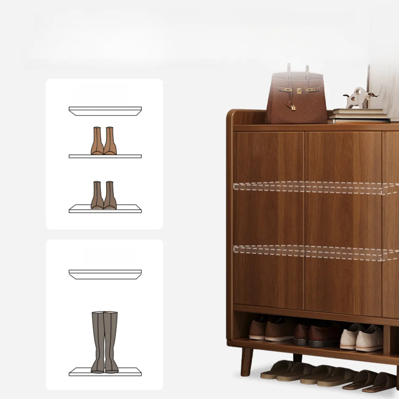 Vertical Modern White Wood Entryway Shoe Cabinet