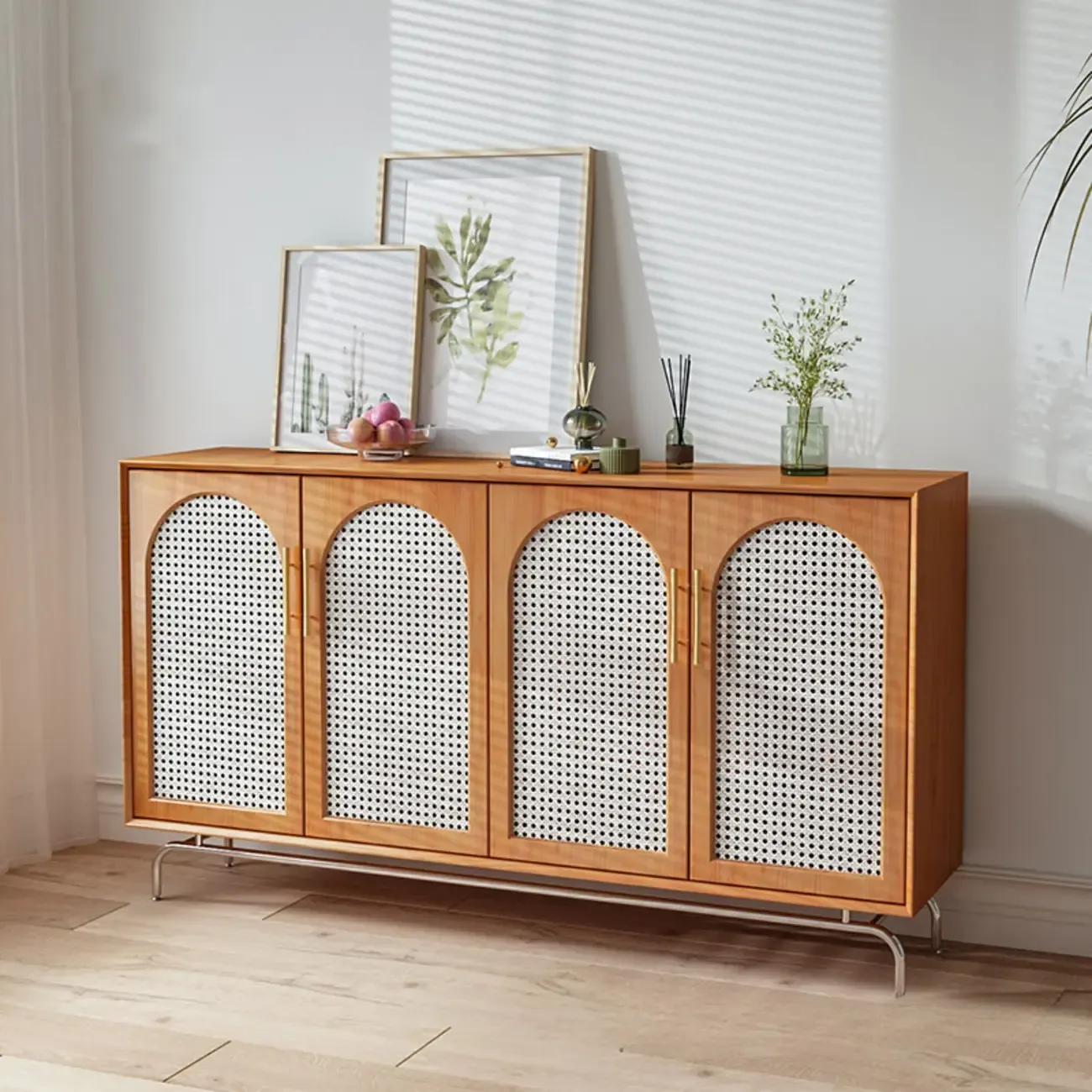 Tropical Pine Wood Accent Cabinet in Rectangular Shape