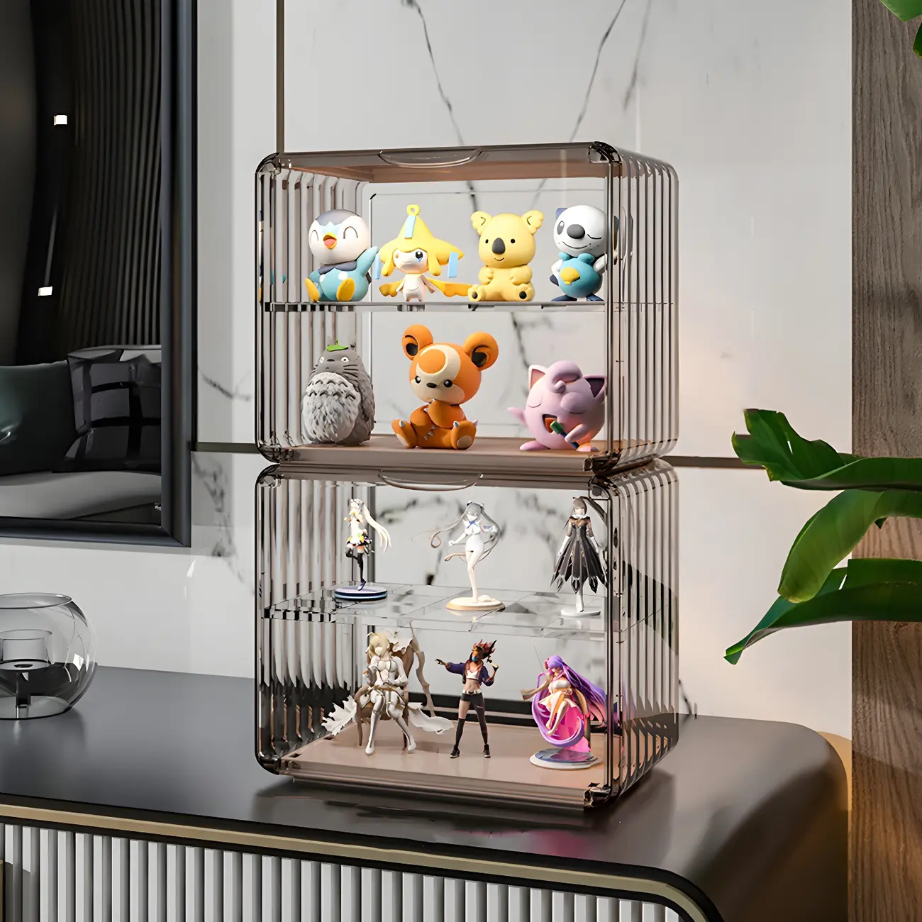 Stylish Stackable Green Clear Acrylic Display Cabinet