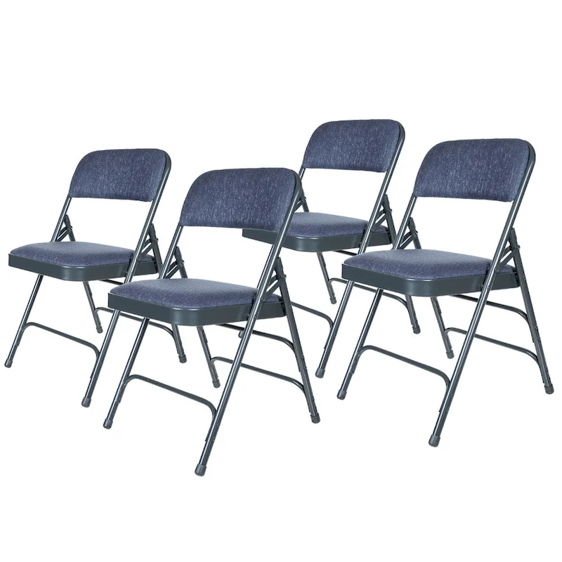 Hampden Furnishings Bernadine Collection Fabric Triple Brace Folding Chair, Pack of 4