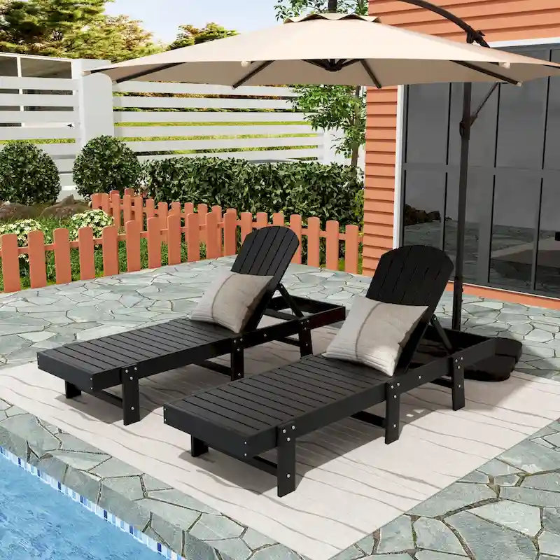 Polytrends Altura Armless Poly Eco-Friendly All Weather Reclining Chaise Lounge (Set of 2)