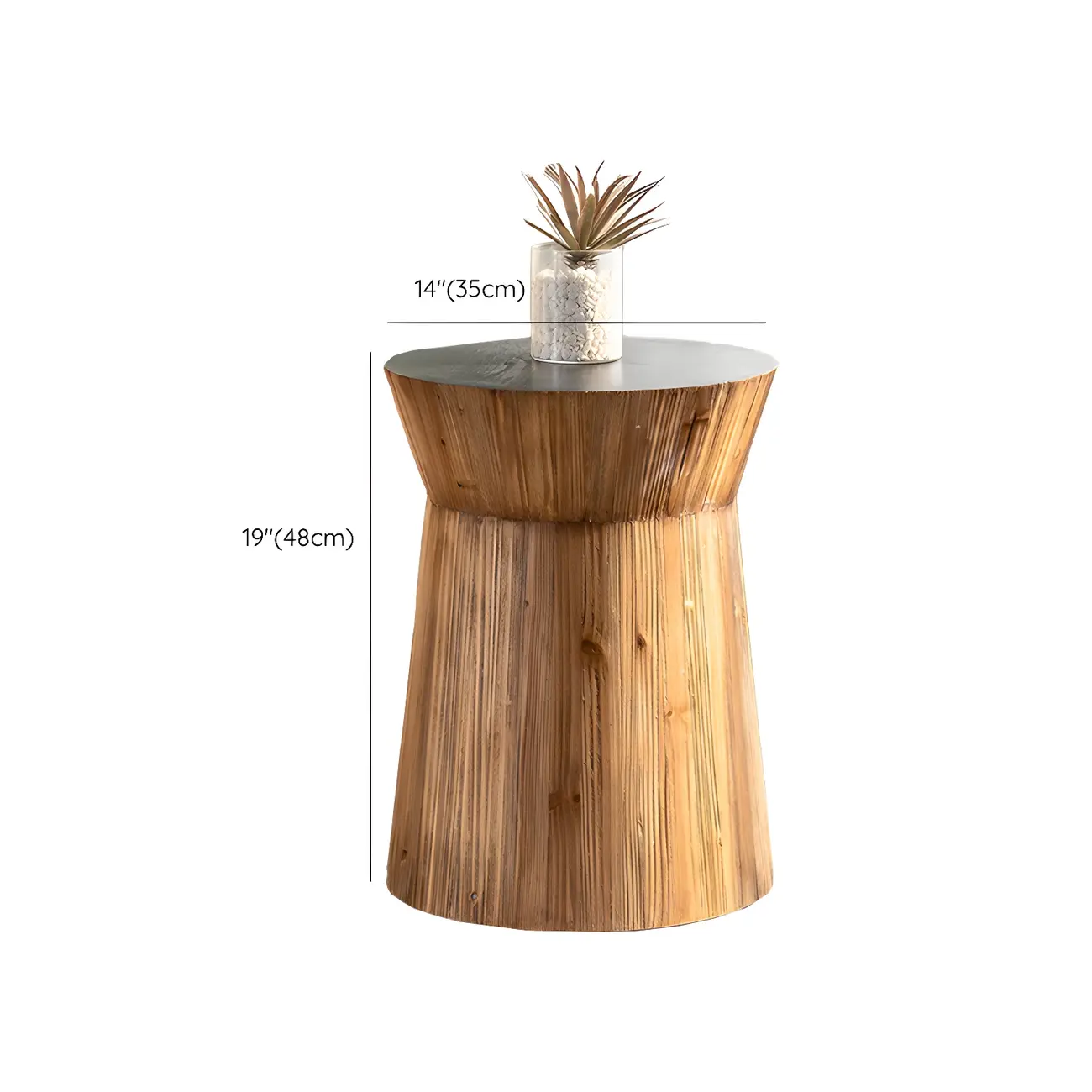 Elegant Geometric Wooden Block Accent Side Table