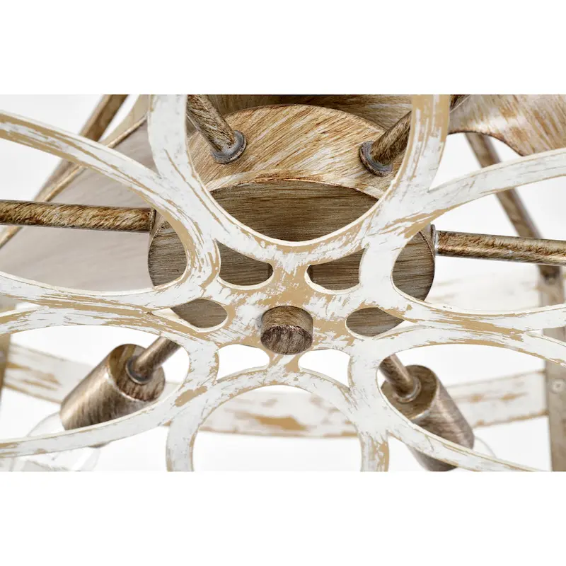 Ketill 24-inch Antique Silver and Weathered White 6 Lights 3 Blades Lighted Ceiling Fan with Remote