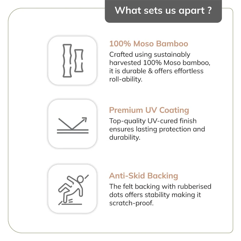 Jani Eco Bamboo Standard Rectangular Chair Mat - (72 x 48), Premium Quality, Eco-Friendly Chair Mat