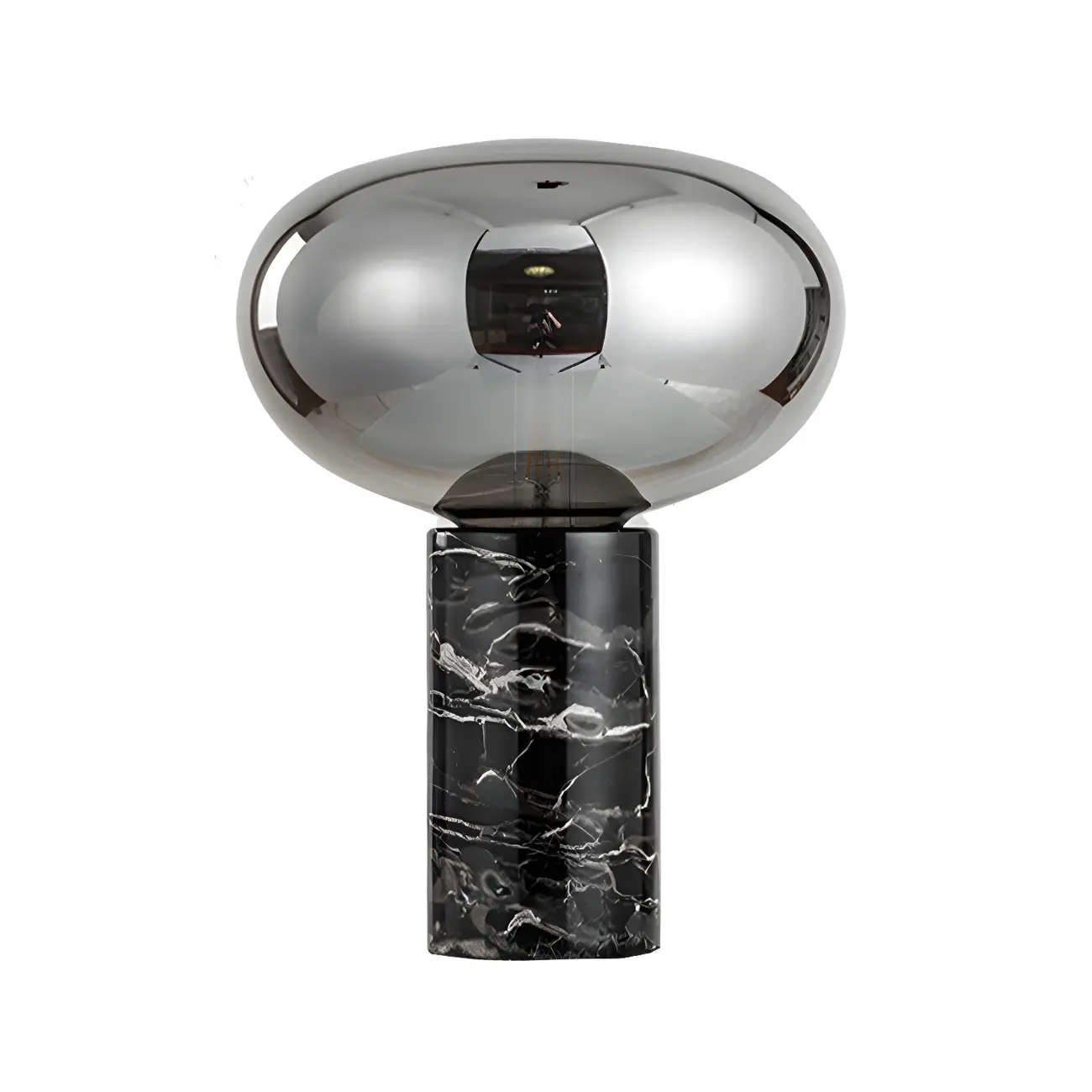 Modern Smoke Grey Glass Dome Table Lamp for Living Room