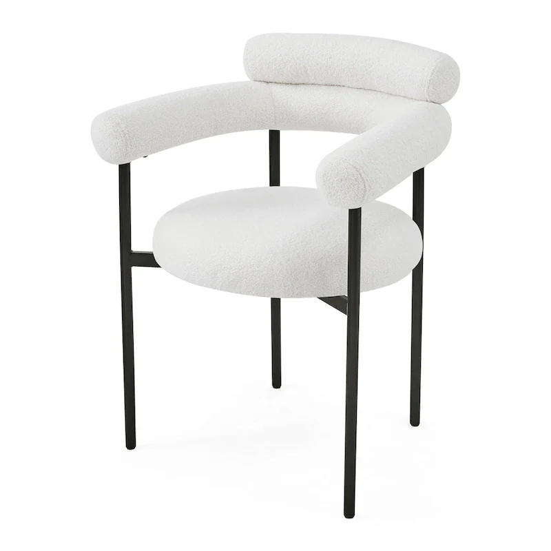 Naci Modern Fabric Arm Dining Chairs with Metal legs by Christopher Knight Home