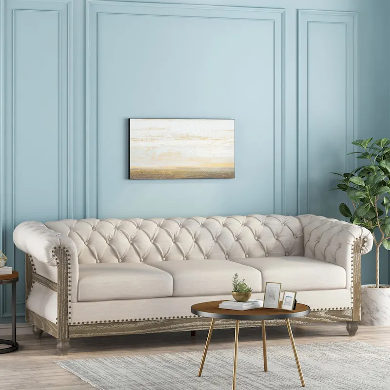 Saragus Chesterfield Sofa with Nailhead Trim by Christopher Knight Home - 85.50 L x 33.25 W x 28.50 H