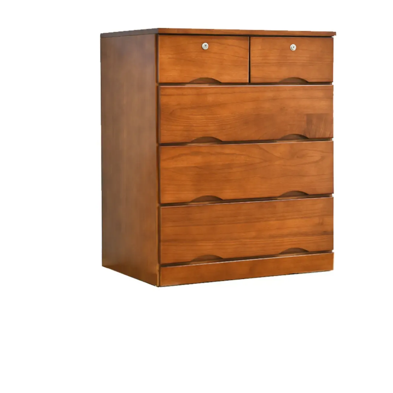 Natural Wood Double Dresser with Lockable Drawer