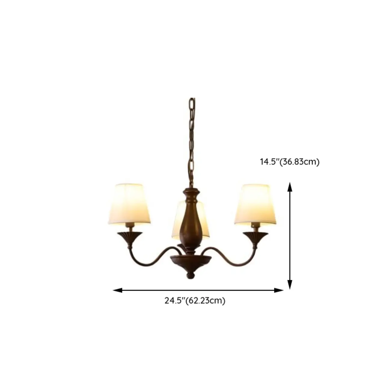 Traditional Brown Metal Fabric Barrel 8 Lights Chandelier