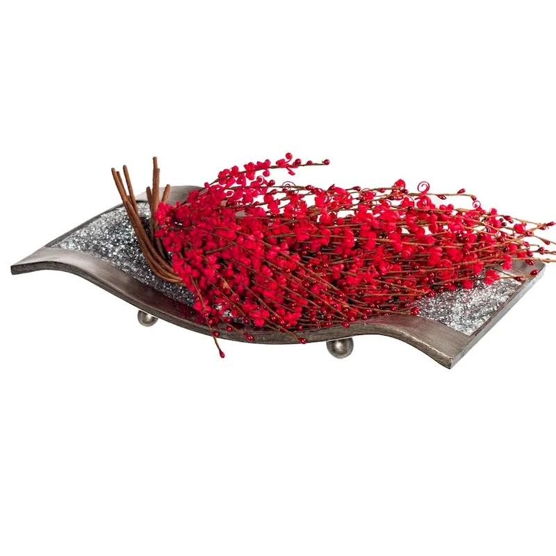 Creative Scents Schonwerk Silver Finish Decorative Centerpiece Dish Serving Tray