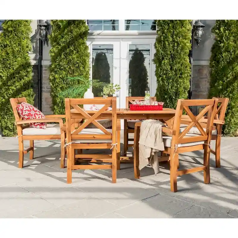 Middlebrook Surfside 7-Piece Acacia Outdoor Extension Dining Set - 55-79 x 35 x 30h