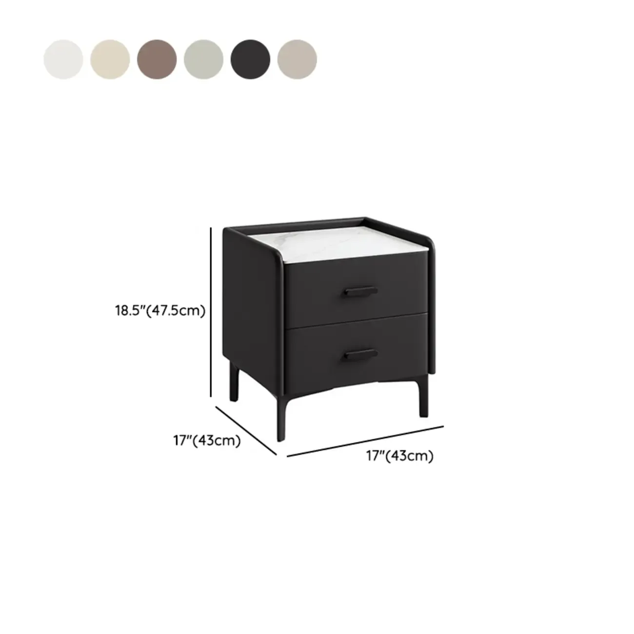 Elegant Modern Faux Leather Stone Top Nightstand