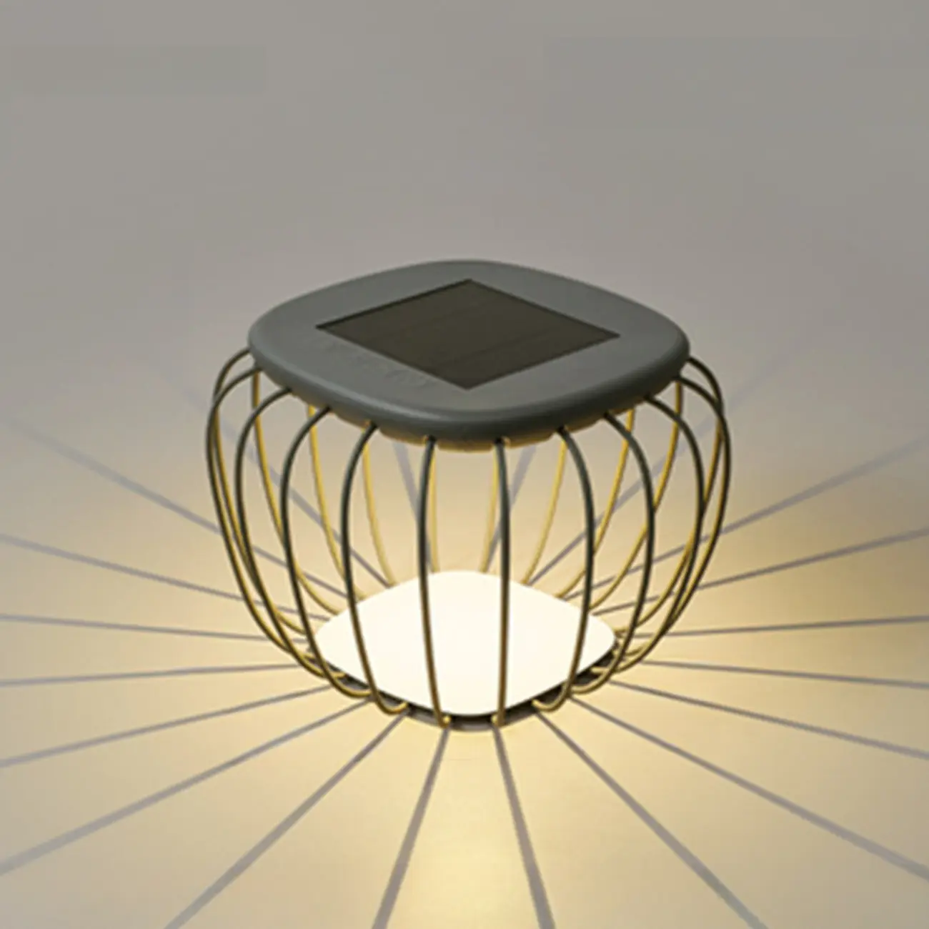 Modern Metal Cage Design Solar Post Cap Light