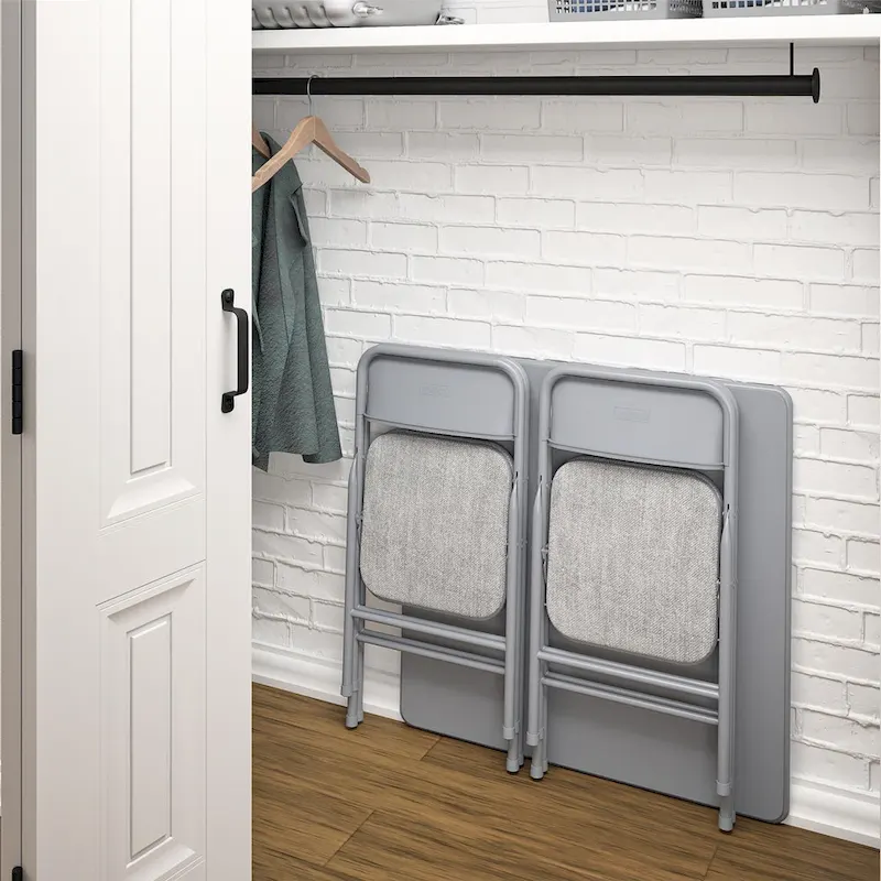 COSCO 5-Piece Folding Vinyl Table and Fabric Chair Set - 5 piece