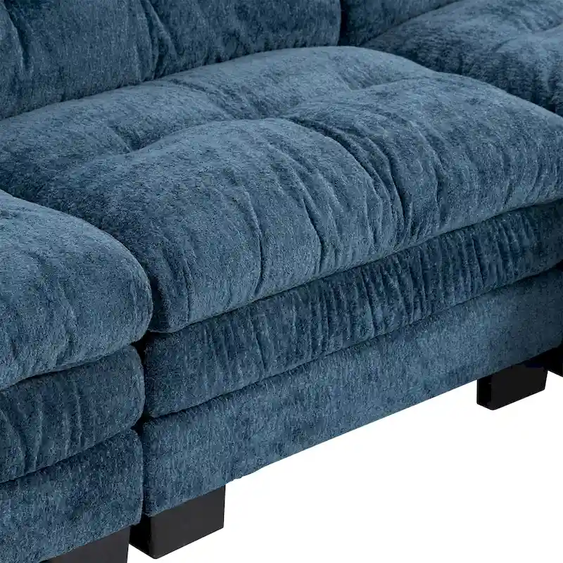 120.87 Chenille L-Shaped Sleeper Sectional Sofa with Ottoman