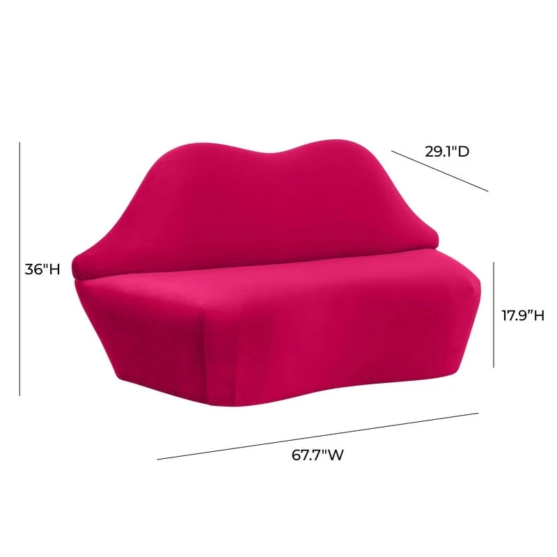 Lips Velvet Settee - 67.7W x 29.1D x 36H