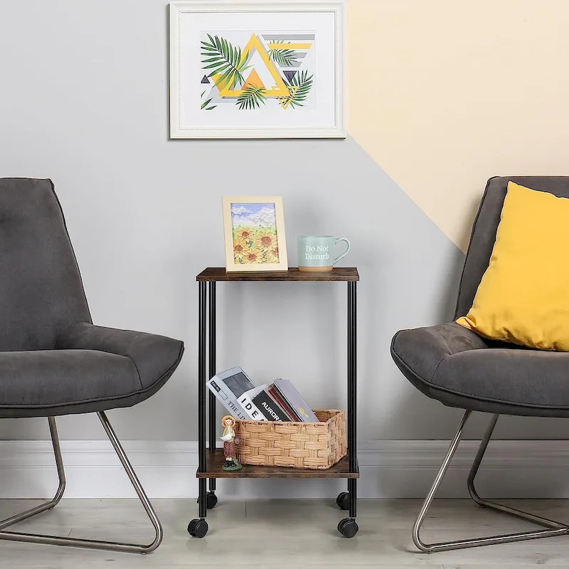 2-Tier Side Table with Wheels