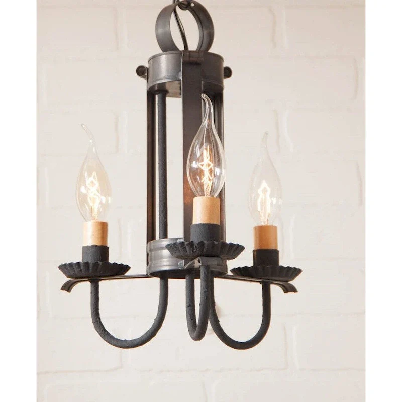 Irvins Country Tinware Small Amherst Hanging Light In Kettle Black - 13 X 9.5 X 9.5 inches
