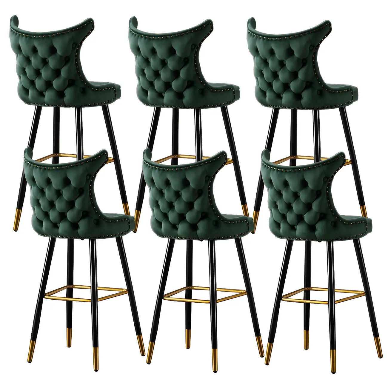 Velvet Upholstered Wingback Counter Height Bar Stools