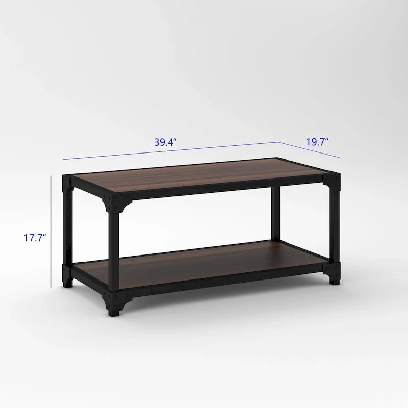 Davee 3 Pieces Wood and Metal Coffee Table Set with Shelf - 40  x20  x18   & 20  x20  x20   &20  x20  x20
