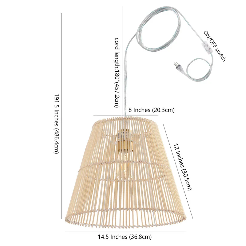 SAFAVIEH Lighting Egne 14.5-inch Pendant - 15  W x 15  D x 12-192  H - Natural - 15Wx15Dx192H