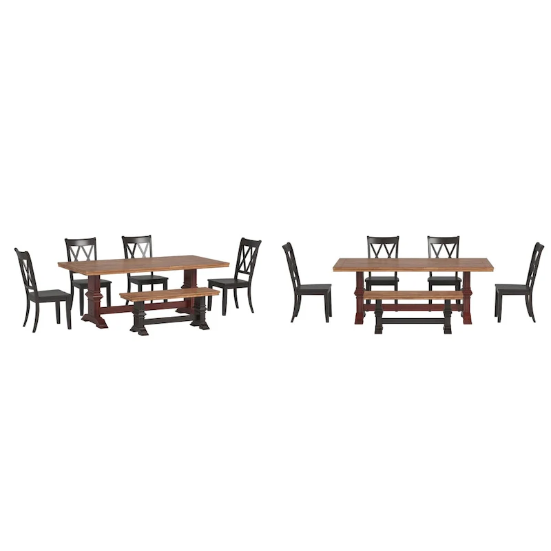 Ronda 78.7 Rectangular Solid Wood Top Dining Set with X-Back Chairs