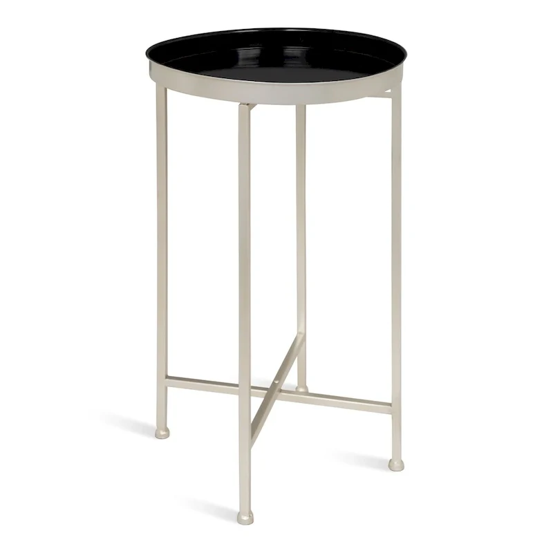 Kate and Laurel Celia Round Metal Foldable Tray Table - 14x14x25.75