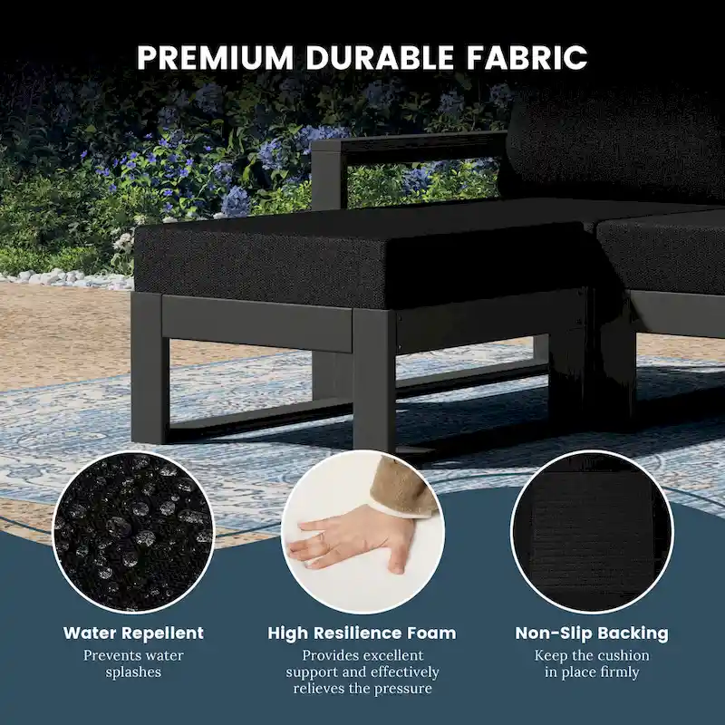 Polytrends Endless Patio 5-Piece Deep Seating Set with Ottoman with Gray Frame