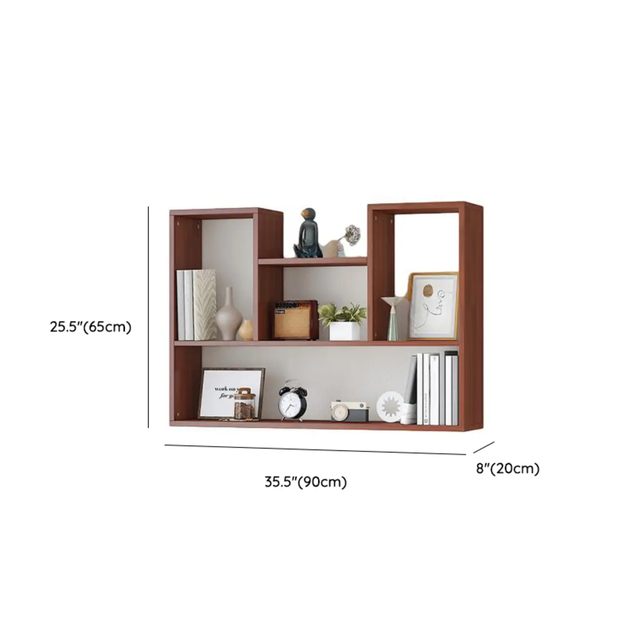 Modern Wooden 3-Tier Open Back Wall-Mounted Bookcase