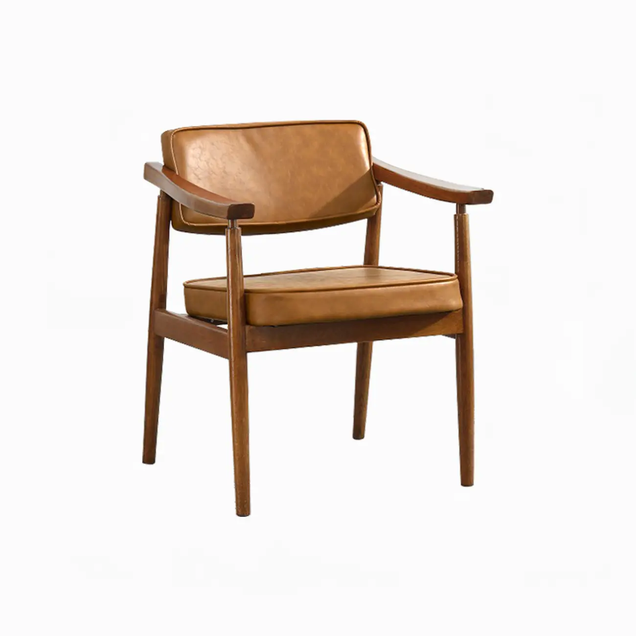 Modern Wooden Calfskin Upholstered Office Chair