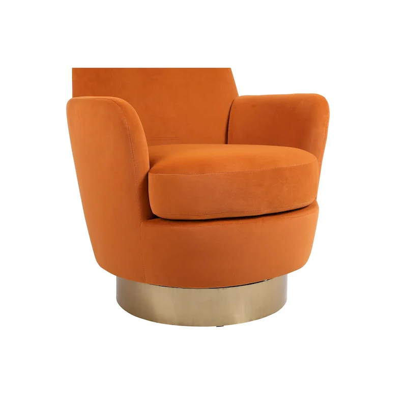 Velvet Soft Fabric Swivel Barrel Chair - 28.3 x 29.3 x 32.7